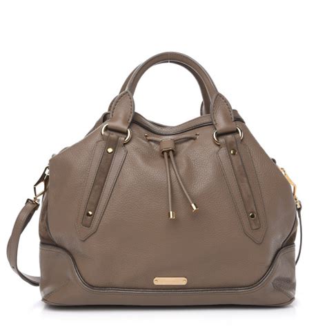 BURBERRY Calfskin Suede Earlsburn Mixed Media Tote Mole